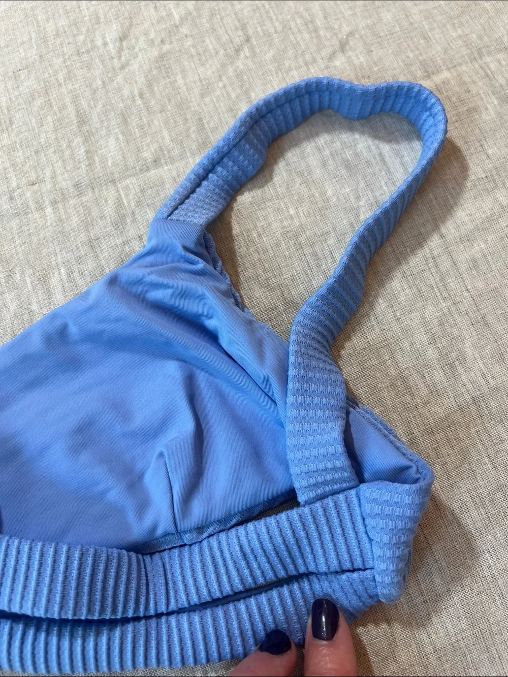 l*space Cornflower Blue Ribbed Jess Bikini Top. Size S. NWT